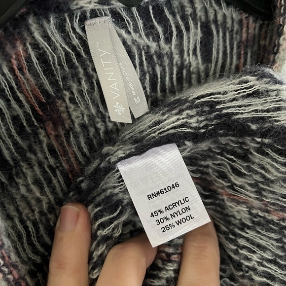 asymmetrical Fringed Open Front Cardigan Aztec Western Wool Blend Sweater size M - Picture 4 of 10